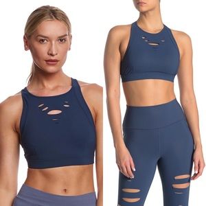 Alo Yoga Ripped Warrior Bra Navy SZ M